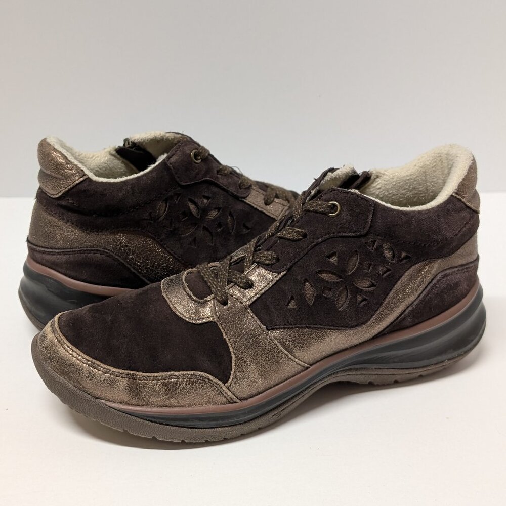 Jambu Originals "Dahlia" Brown & Gold Metallic Leather Sneaker